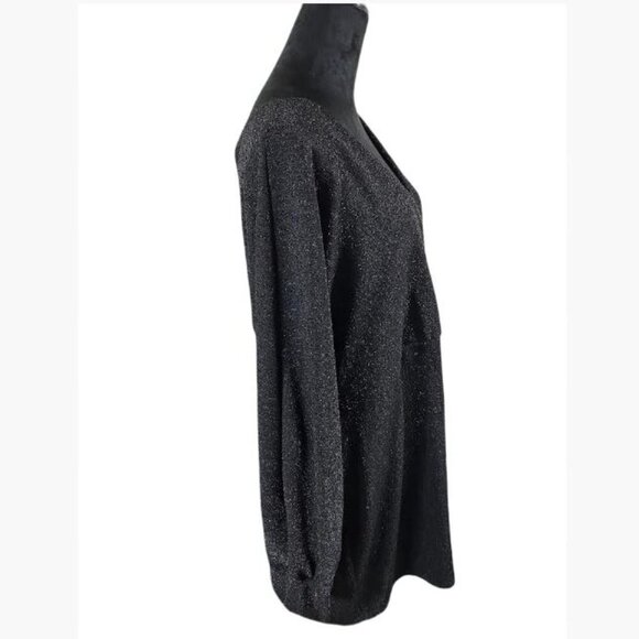 Feral Apparel Black Metallic Faux Wrap-Style Body-Con Dress Size 3XL EUC - Picture 4 of 9